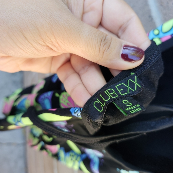 y2k vibe neon butterfly glow in the dark rave halter neck mini dress - Picture 6 of 9